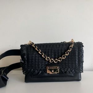 Michael Kors black leather and suede purse